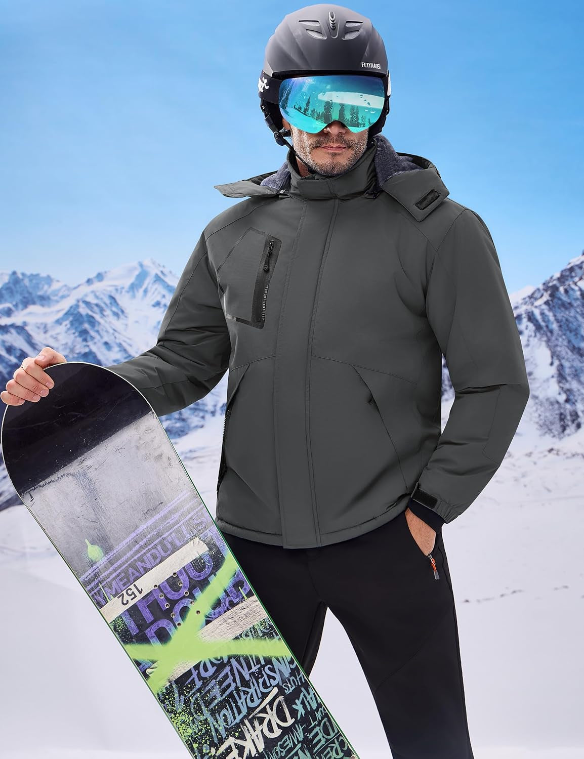 Men'S Waterproof Ski Jacket Warm Winter Snow Coat Mountain Windbreaker