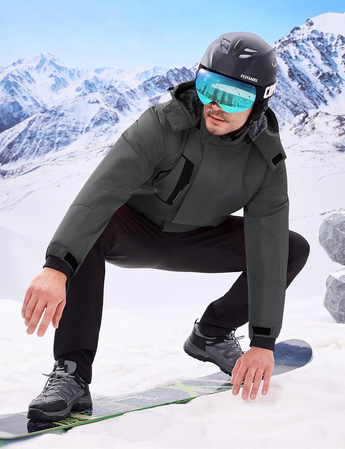 Men'S Waterproof Ski Jacket Warm Winter Snow Coat Mountain Windbreaker